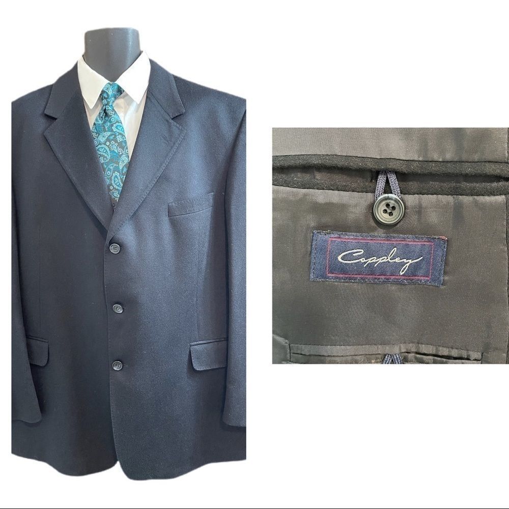 Coppley Black Cashmere 3 Button Blazer Size 48R
